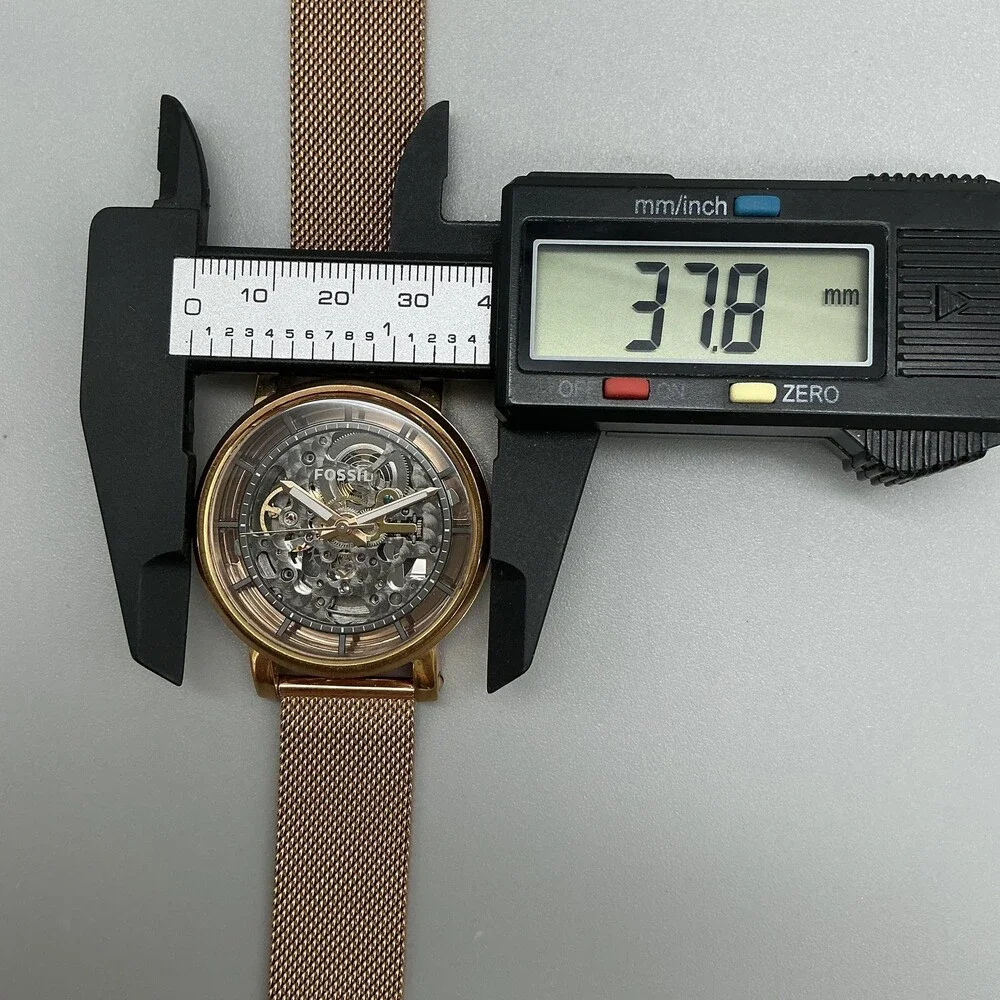 Fossil ME3099 Mens Watch 38mm Skeleton Dial Rose Gold Tone Bracelet Automatic